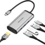 Vention 5-in-1 USB-C Docking Station – Gigabit Ethernet RJ45, 3x USB 3.0 & 100W PD Charging Adapter