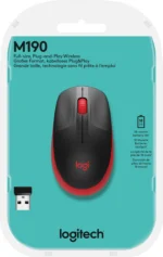 Logitech M190 Wireless Mouse – Full-Size 2.4GHz USB Optical Computer Mouse