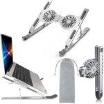 Foldable Aluminum Laptop Stand with Dual RGB Cooling Fans - Image 2