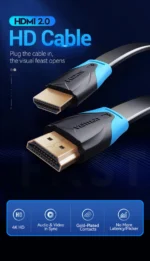Vention Flat 4K HDMI 2.0 Cable 3M Black - Image 2