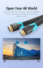 Vention Flat 4K HDMI 2.0 Cable 5M Black - Image 2