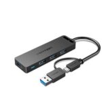 Vention 4-Port USB 3.0 Hub 2-in-1 USB-C & USB 3.0 Adapter – 5Gbps Multi-Port Splitter with External Power Supply - Image 2